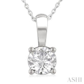 3/4 Ctw Prong Set Round Cut Diamond Solitaire Pendant With Chain in 14K White Gold